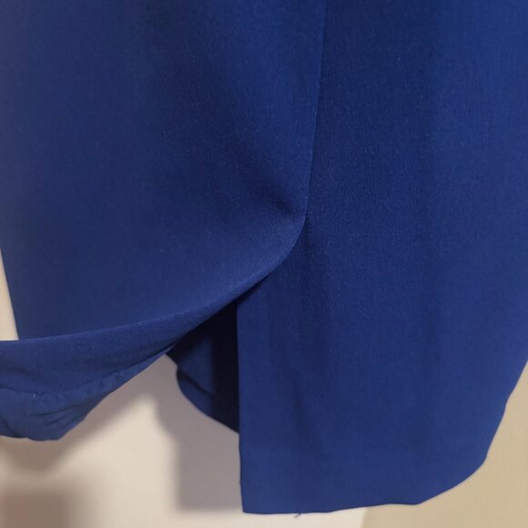 Tahari ASL Women Cobalt Blue Side Tide Crepe Sheath Cap sleeve Dress Size 14 - Picture 7 of 16